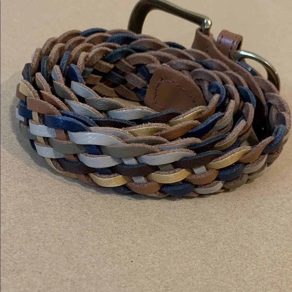 Braided Leather Belt with Gold hardware